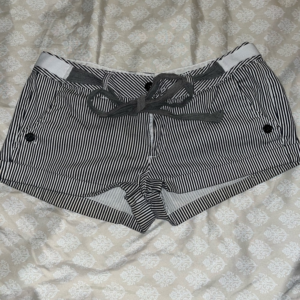 Ambiance Black and White Striped Shorts